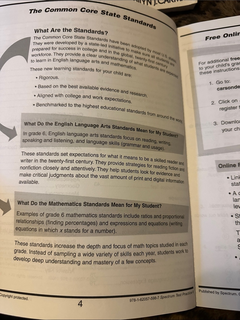 Spectrum Grade 6 Test Practice Workbook Age 10 - 11 Math, Language & Reading - Picture 4 of 4